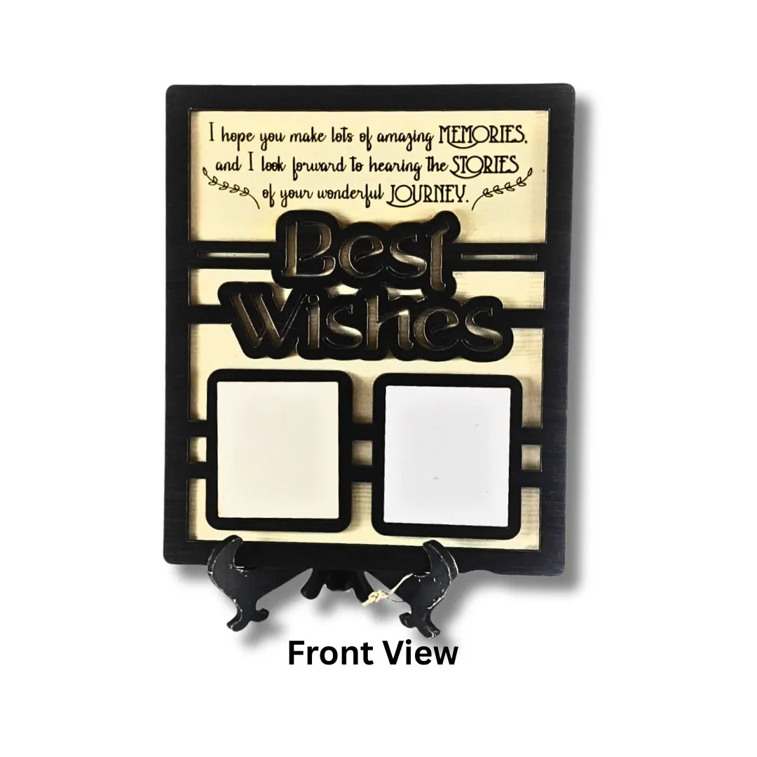 Decorative plaque with 'Best Wishes' and text on a white background