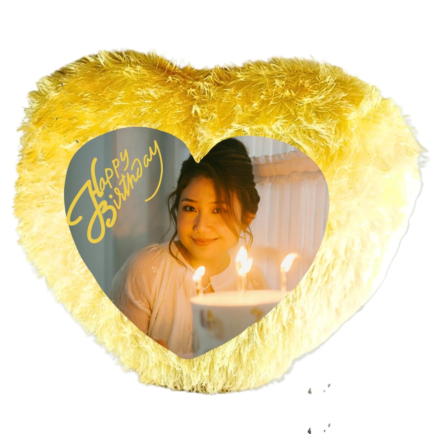 Personalized Happy Birthday Fur Cushion with Photo