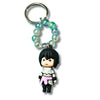 Black-Haired Anime Ninja Character Keychain with Aqua Beads