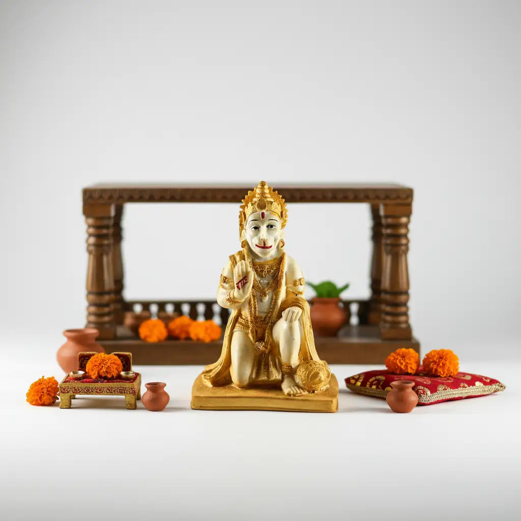 Blessing Lord Hanuman Statue for Home Temple (20 cm)