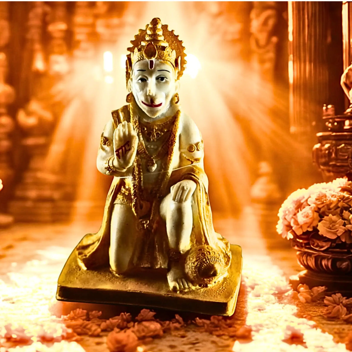 Blessing Lord Hanuman Statue for Home Temple (20 cm)