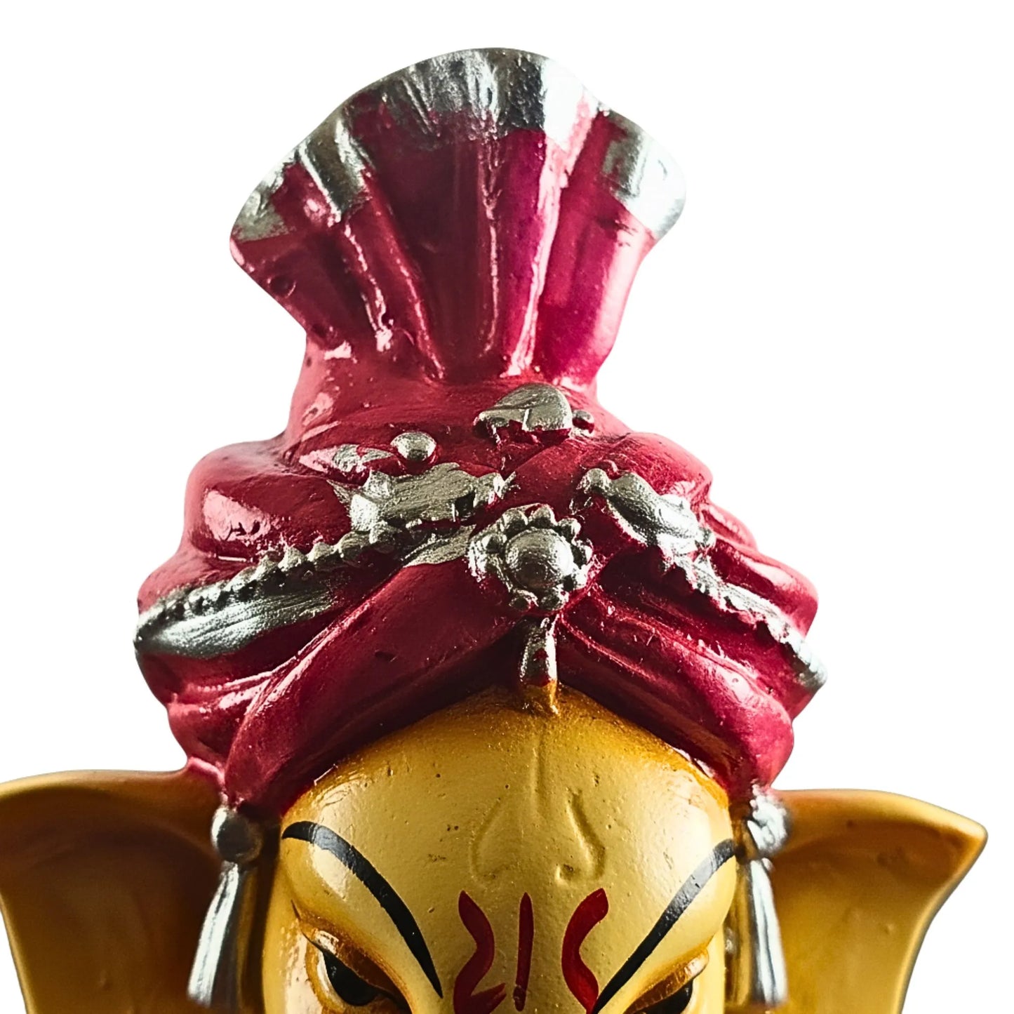 Musical Ganesha Idol Figurine Set | Golden Yellow with Turquoise and Pink, Playing Instruments, 12x8 cm, 2 Pieces