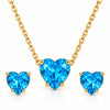 Saadhya Artis Blue Crystal Heart Necklace & Earrings Set for Women & Girls