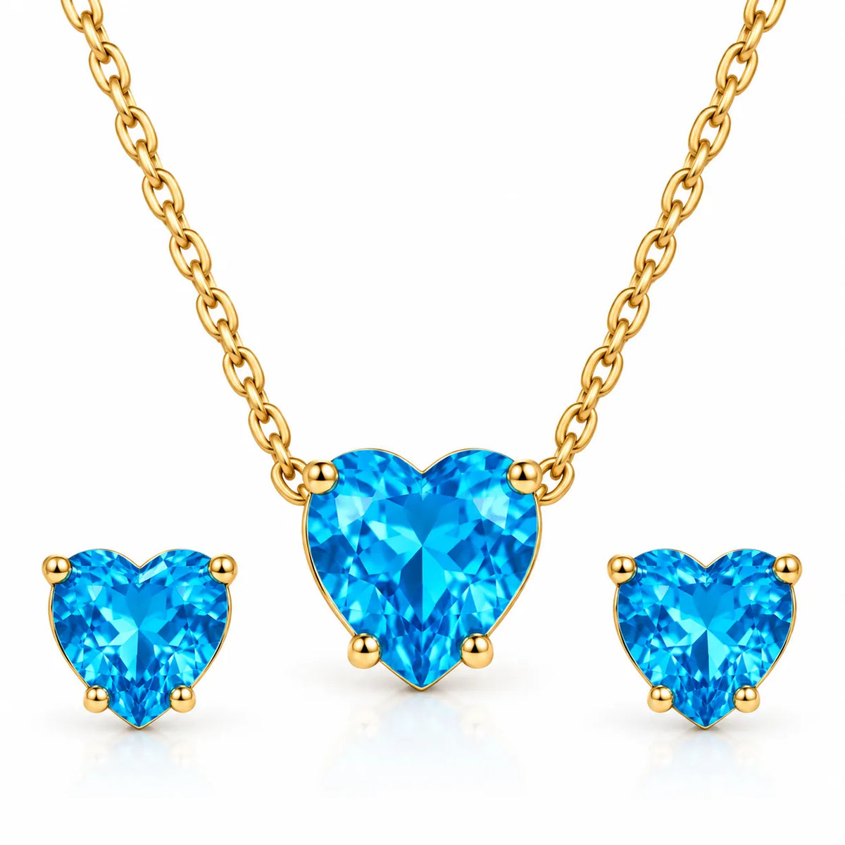 Saadhya Artis Blue Crystal Heart Necklace & Earrings Set for Women & Girls