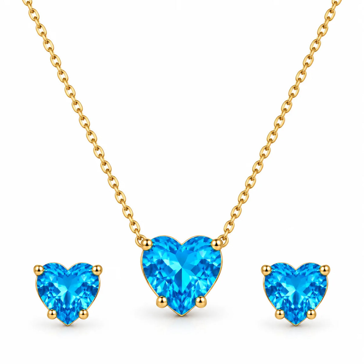 Saadhya Artis Blue Crystal Heart Necklace & Earrings Set for Women & Girls