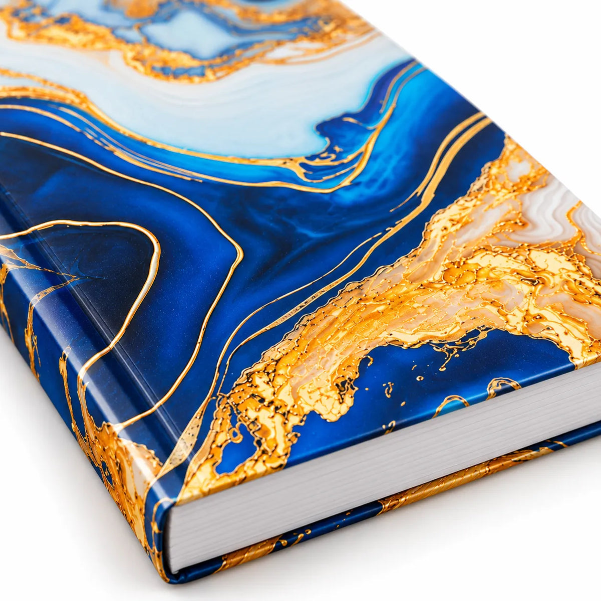 Blue & Gold Marble Spiral-Bound Notebook – 16 × 21 cm, 160 Pages