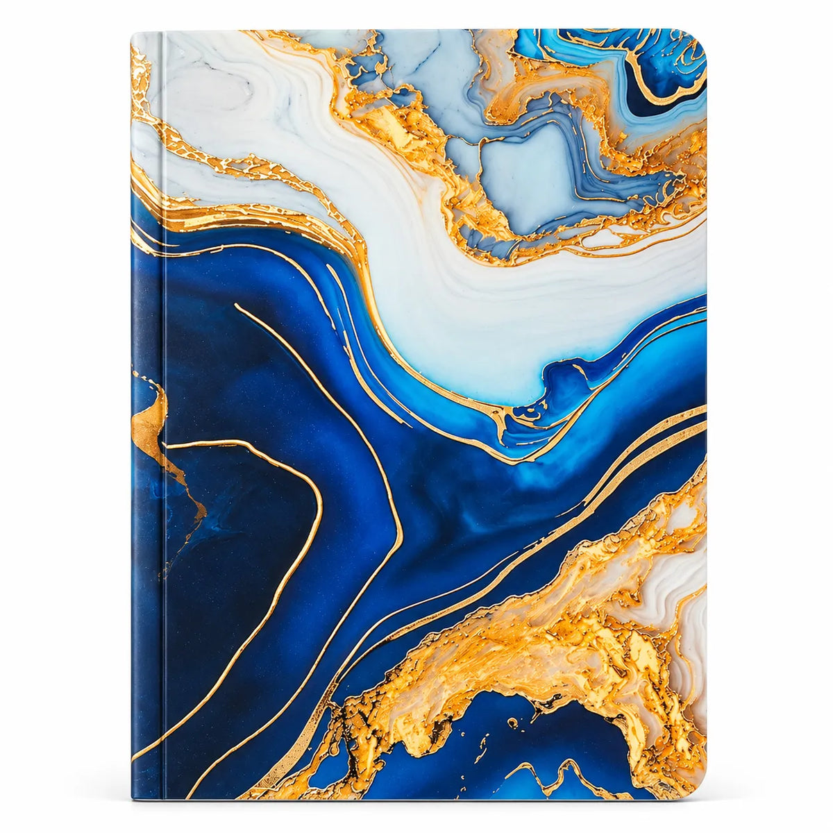 Blue & Gold Marble Spiral-Bound Notebook – 16 × 21 cm, 160 Pages