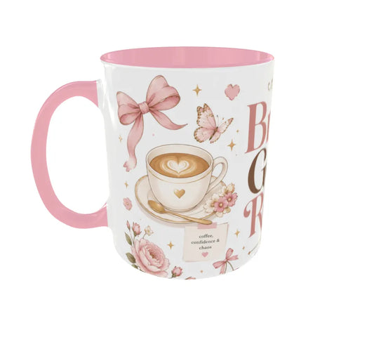 Brunch Gossip Repeat Pink Ceramic Mug