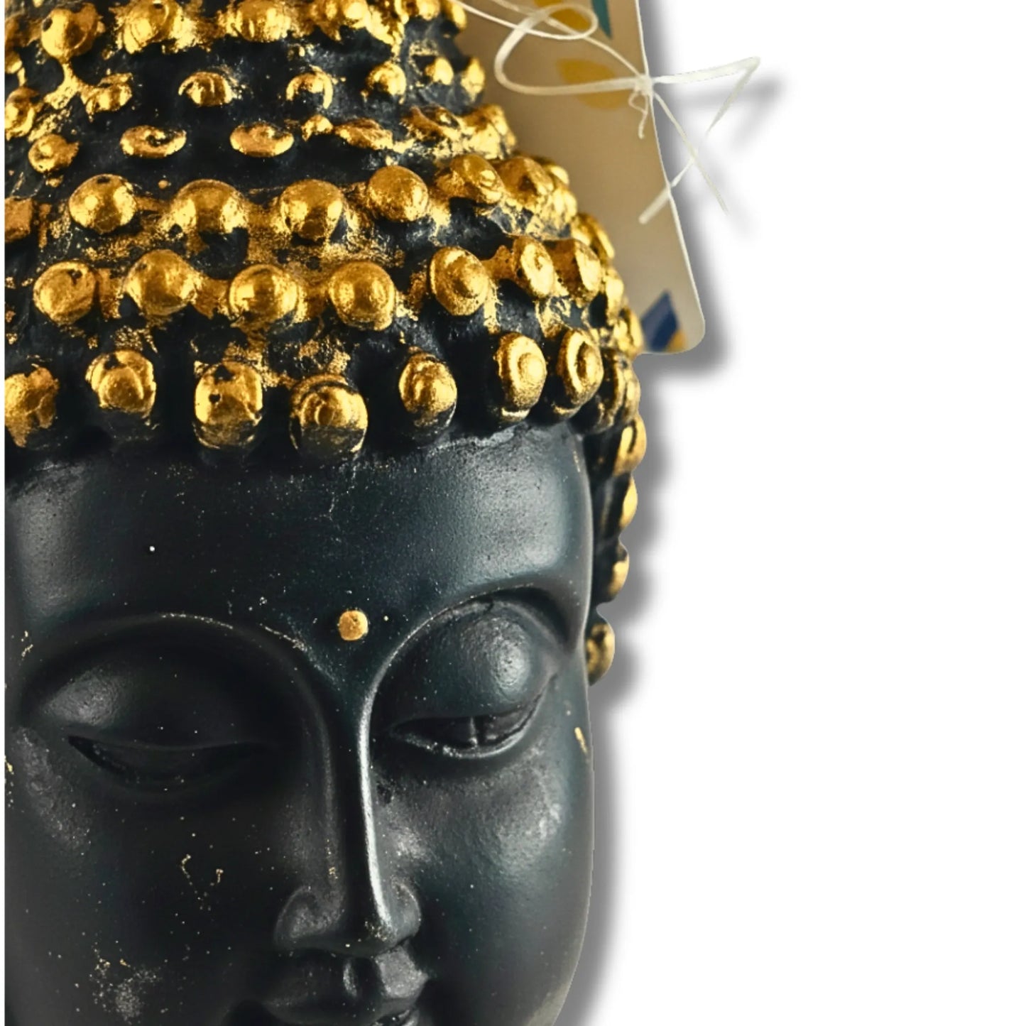 Decorative Buddha Head Idol | 12cm Black and Gold Buddha Face Figurine for Peace & Positivity