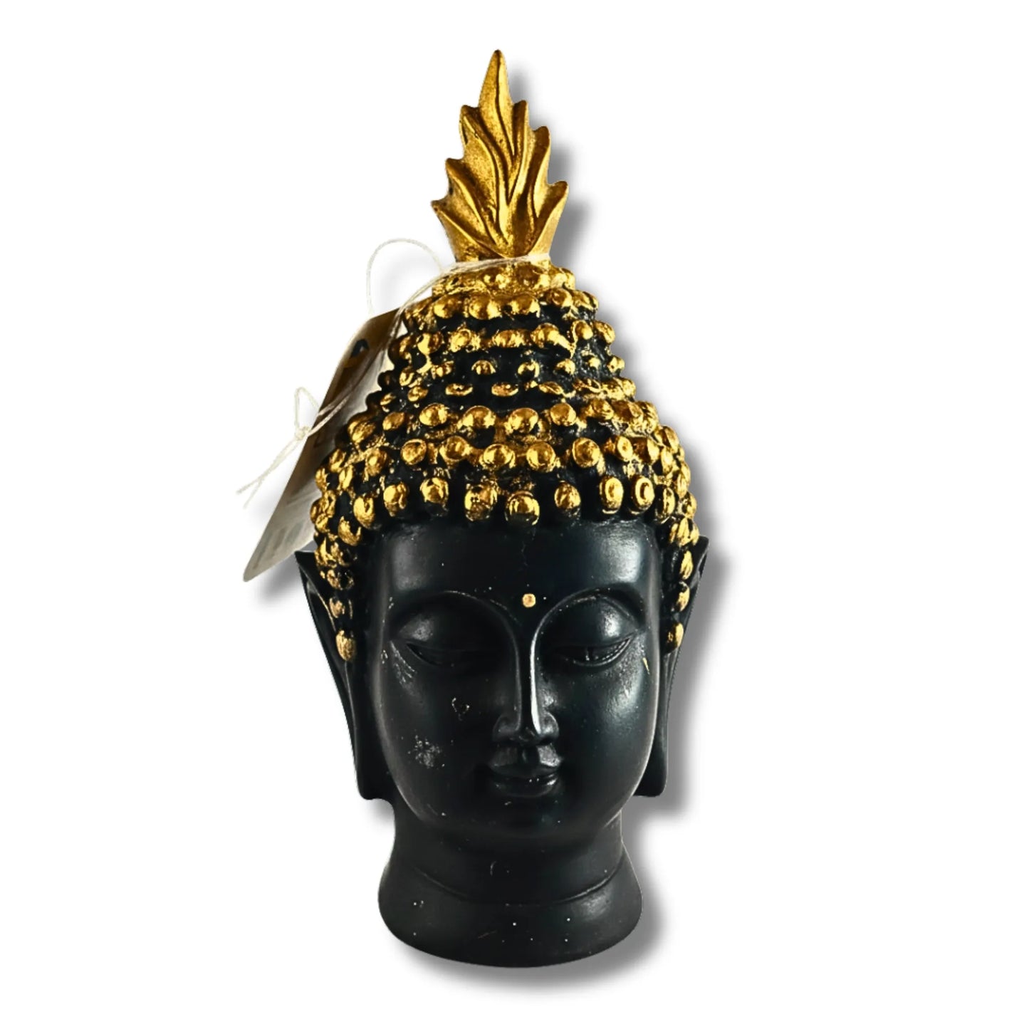 Decorative Buddha Head Idol | 12cm Black and Gold Buddha Face Figurine for Peace & Positivity