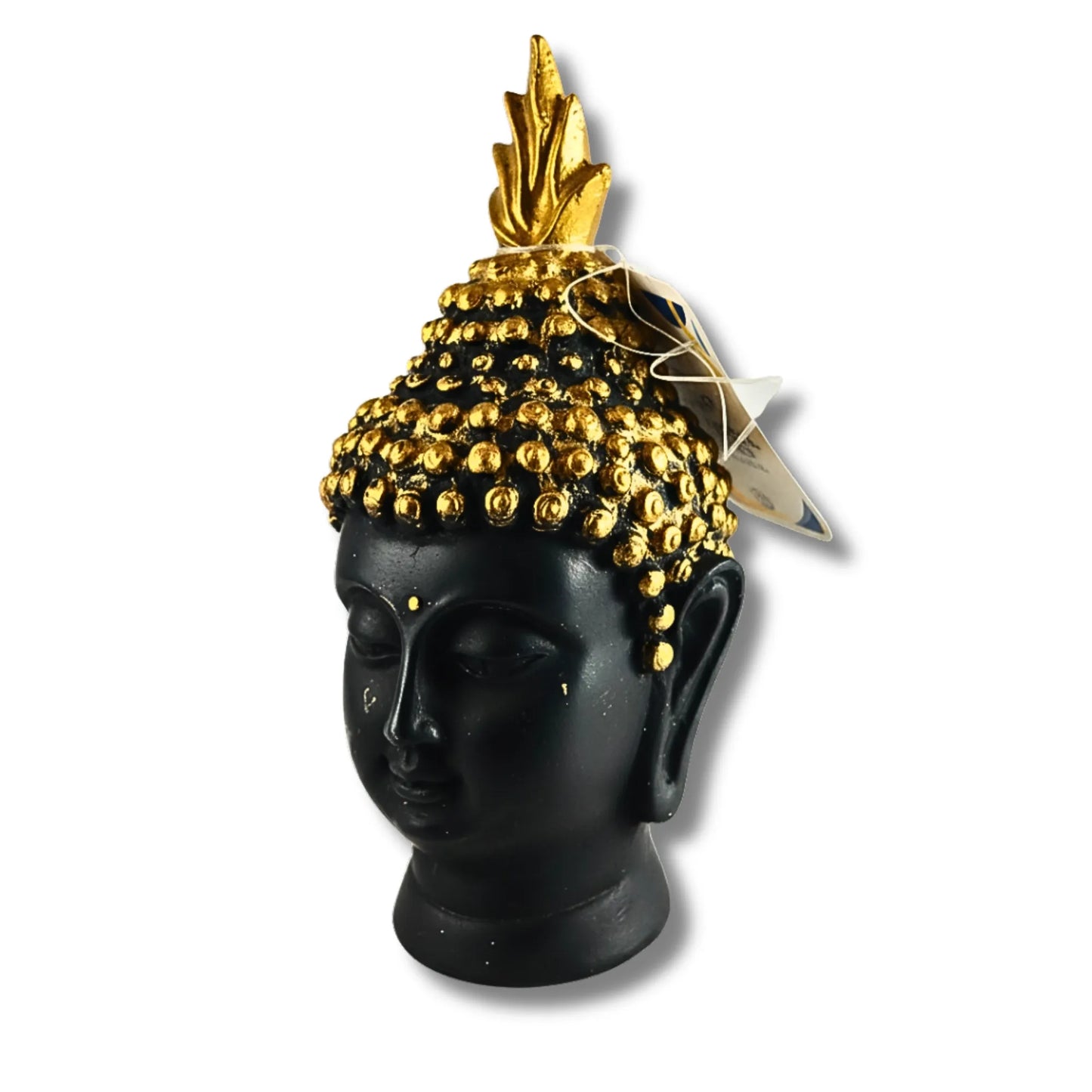 Decorative Buddha Head Idol | 12cm Black and Gold Buddha Face Figurine for Peace & Positivity