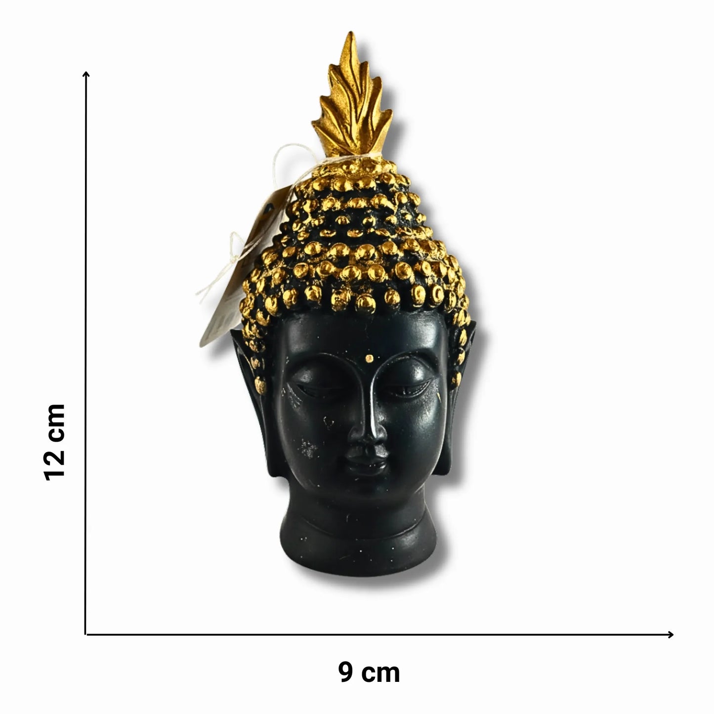 Decorative Buddha Head Idol | 12cm Black and Gold Buddha Face Figurine for Peace & Positivity