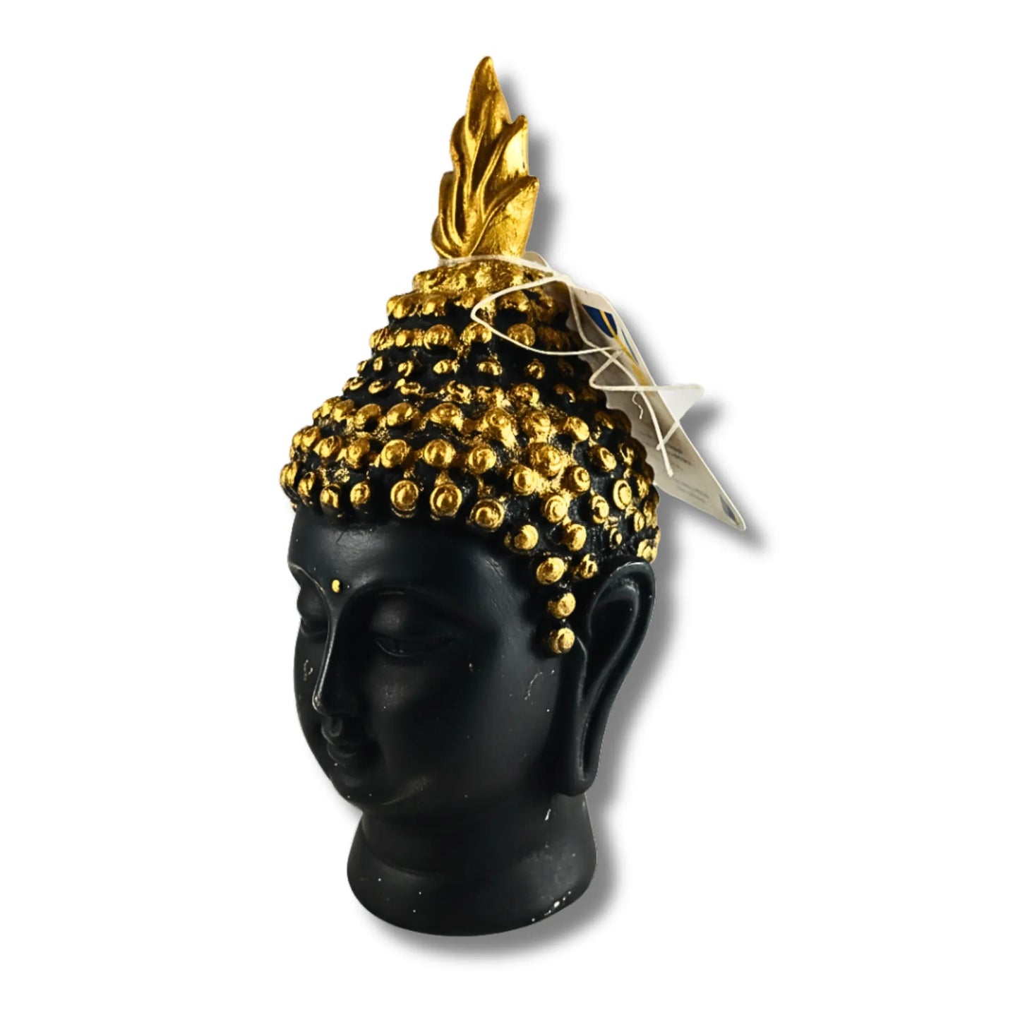 Decorative Buddha Head Idol | 12cm Black and Gold Buddha Face Figurine for Peace & Positivity