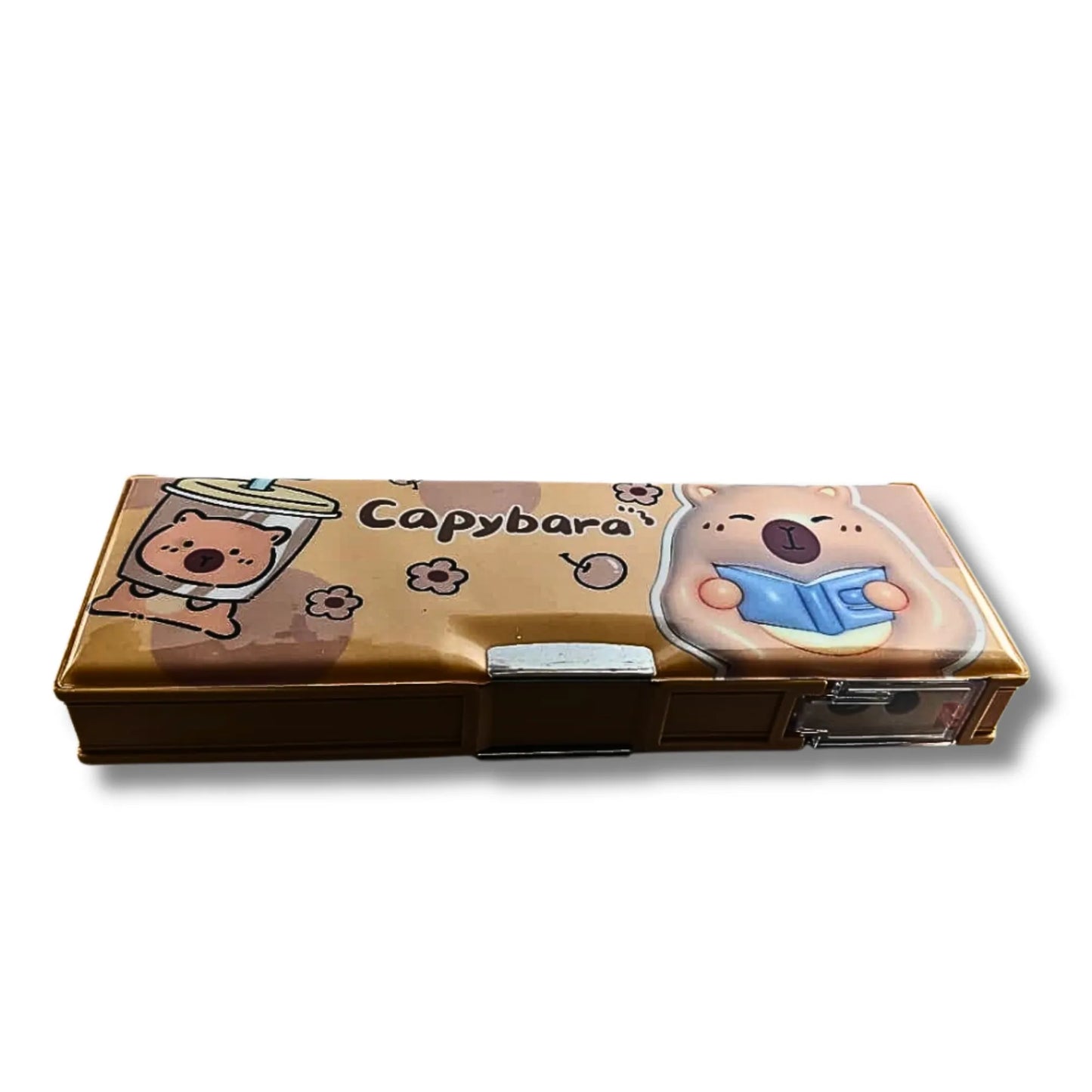 Capybara Multipurpose Pencil Box with Built-in Sharpener | Premium Plastic Stationery Case for School Kids | Cute Cartoon Pencil Organizer