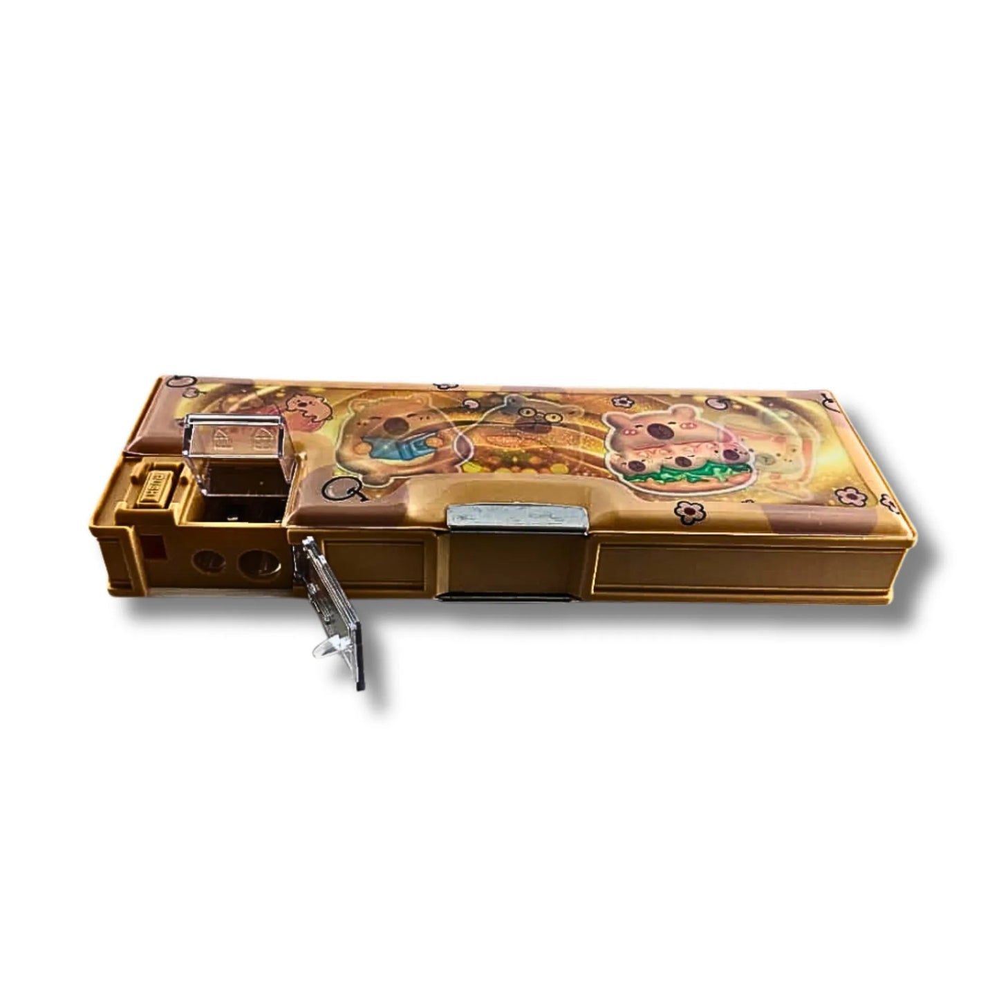 Capybara Multipurpose Pencil Box with Built-in Sharpener | Premium Plastic Stationery Case for School Kids | Cute Cartoon Pencil Organizer