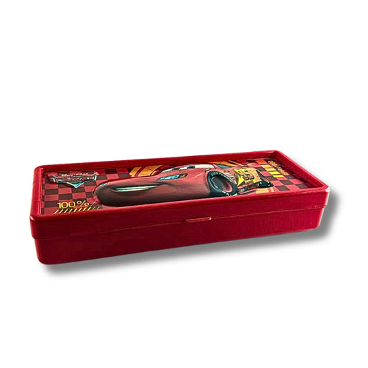 Cars Lightning McQueen Pencil Box for Kids | Multi-Storage School Pencil Case with Removable Tray | Cartoon Stationery Organizer Box