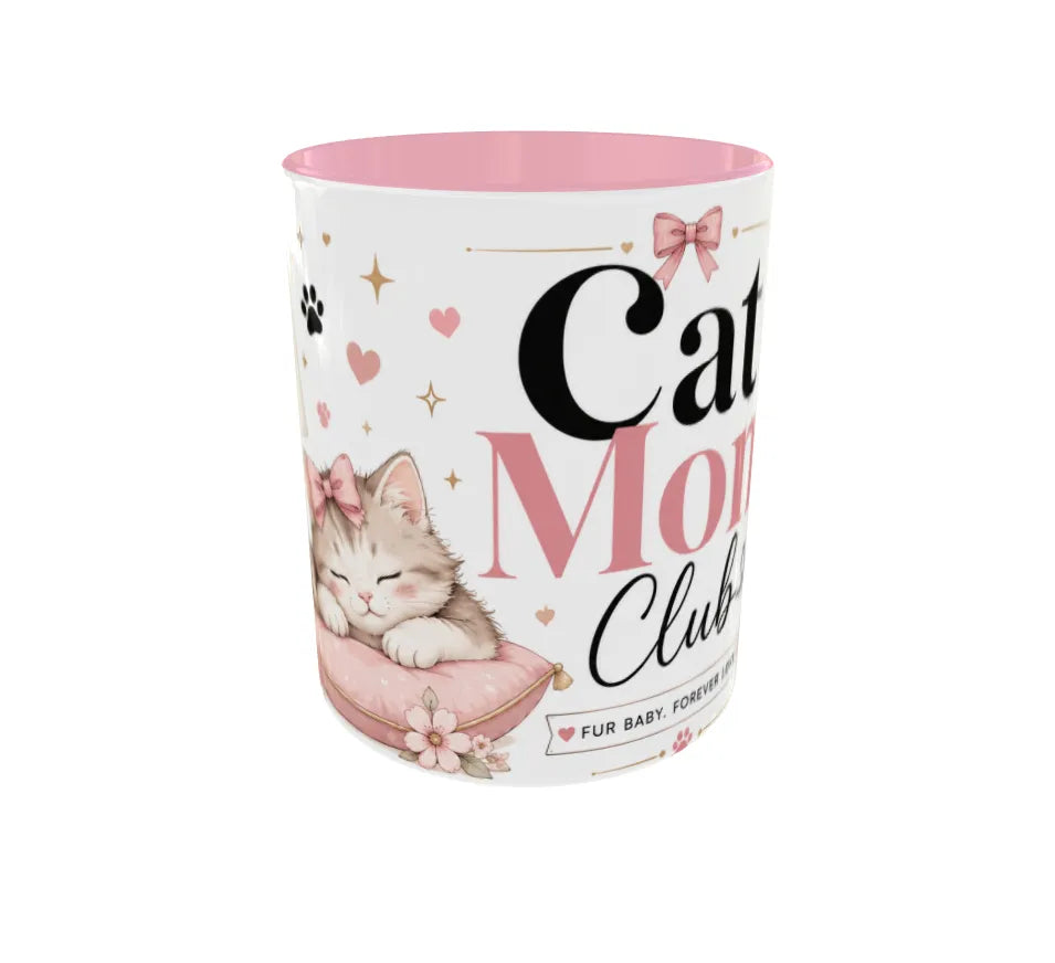Cat Mom Club Pink Ceramic Coffee Mug