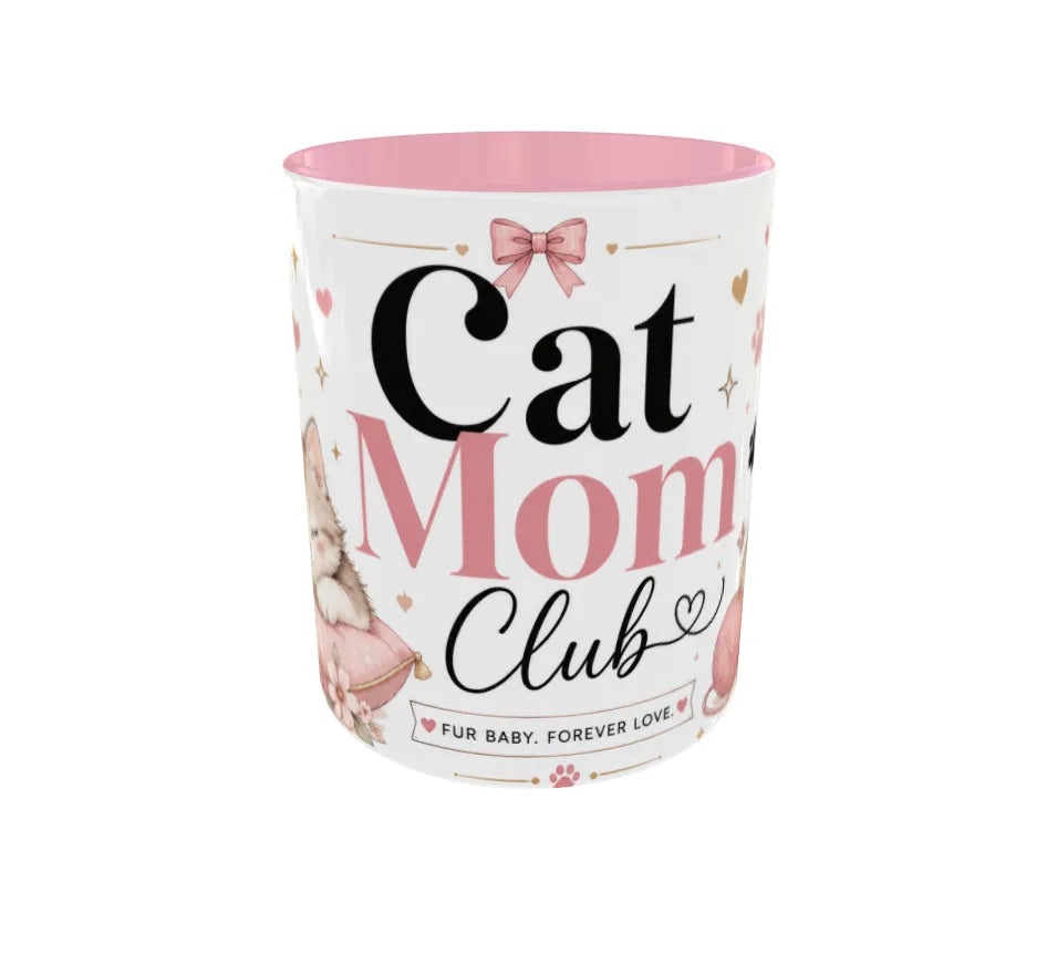 Cat Mom Club Pink Ceramic Coffee Mug
