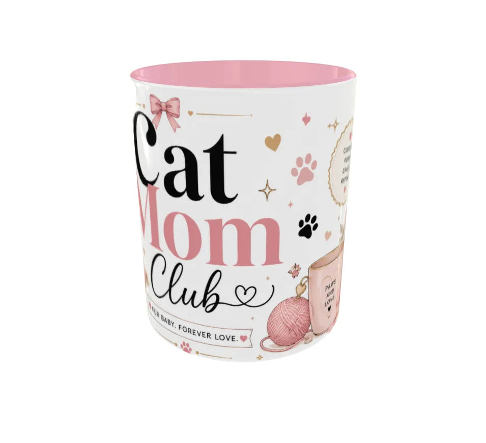 Cat Mom Club Pink Ceramic Coffee Mug