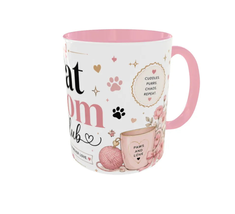 Cat Mom Club Pink Ceramic Coffee Mug