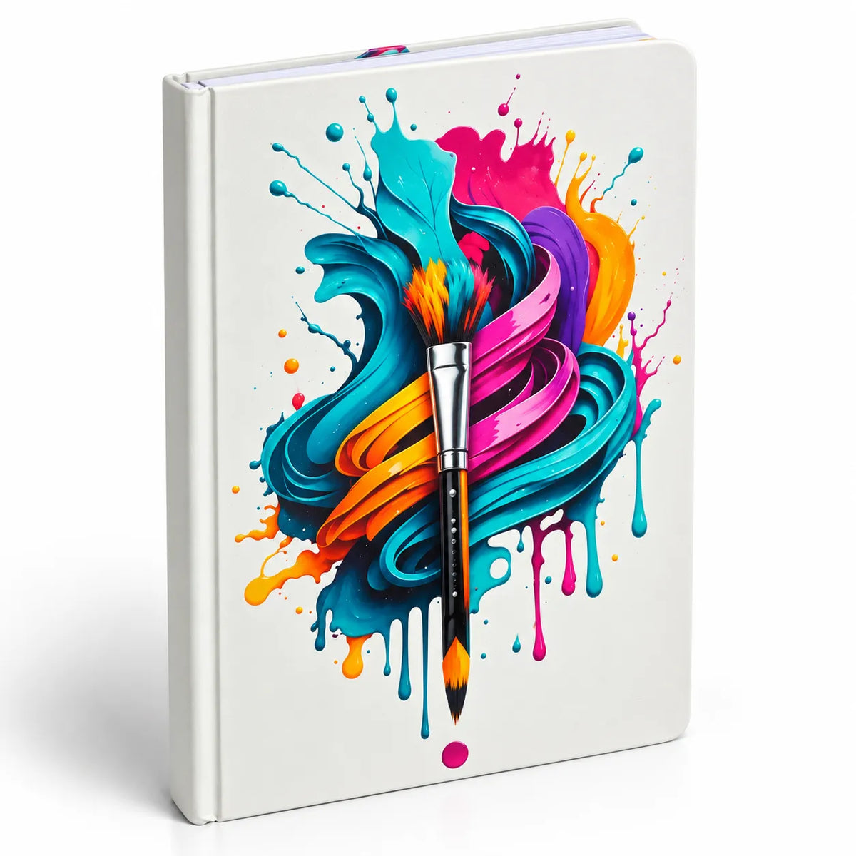 Colorful Paintbrush Splash Hard Cover Ruled Notebook – 18 × 24 cm