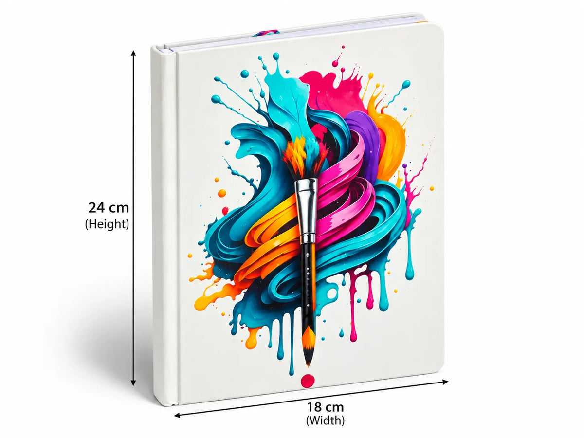 Colorful Paintbrush Splash Hard Cover Ruled Notebook – 18 × 24 cm