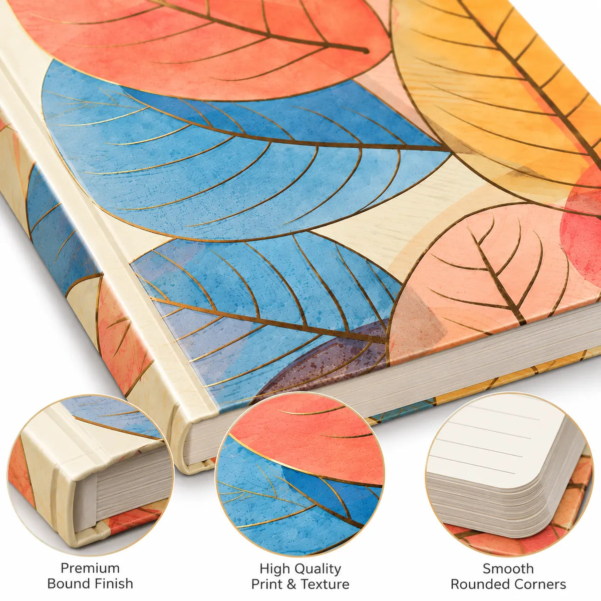 Colourful Botanical Leaf Softcover Notebook – A5 Lined Journal for Notes, Journaling & Everyday Writing