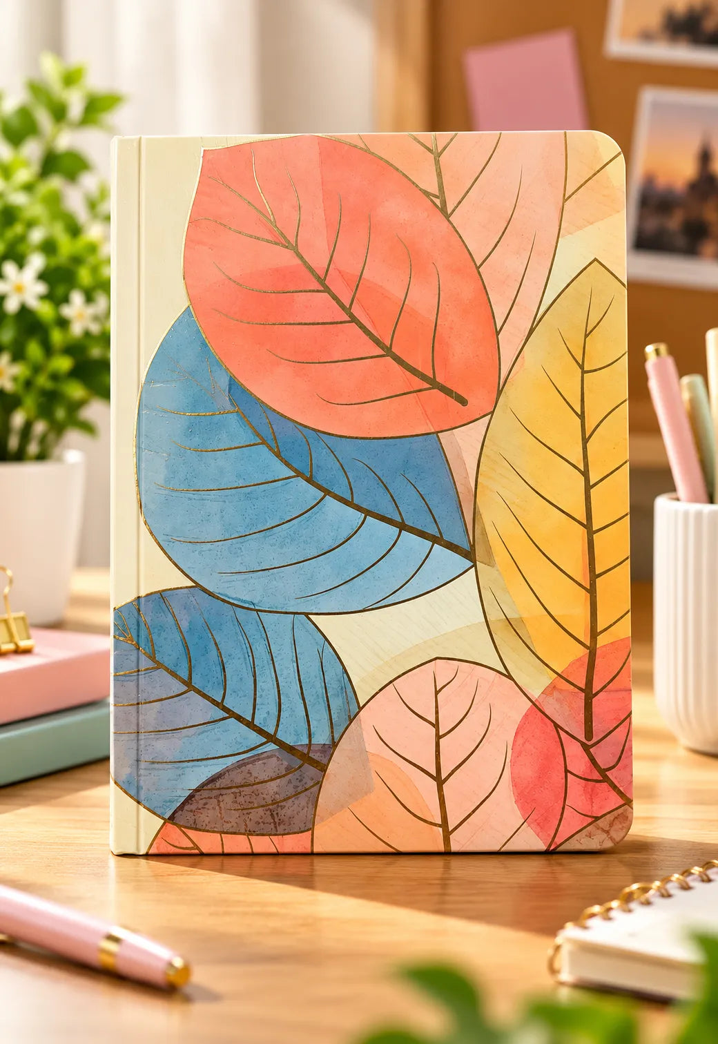 Colourful Botanical Leaf Softcover Notebook – A5 Lined Journal for Notes, Journaling & Everyday Writing