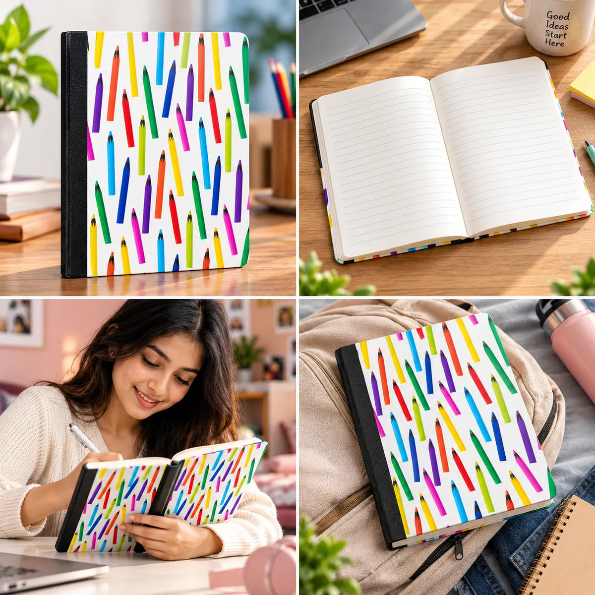 Colourful Pencil Pattern Notebook – Soft Cover B6 Ruled Notebook