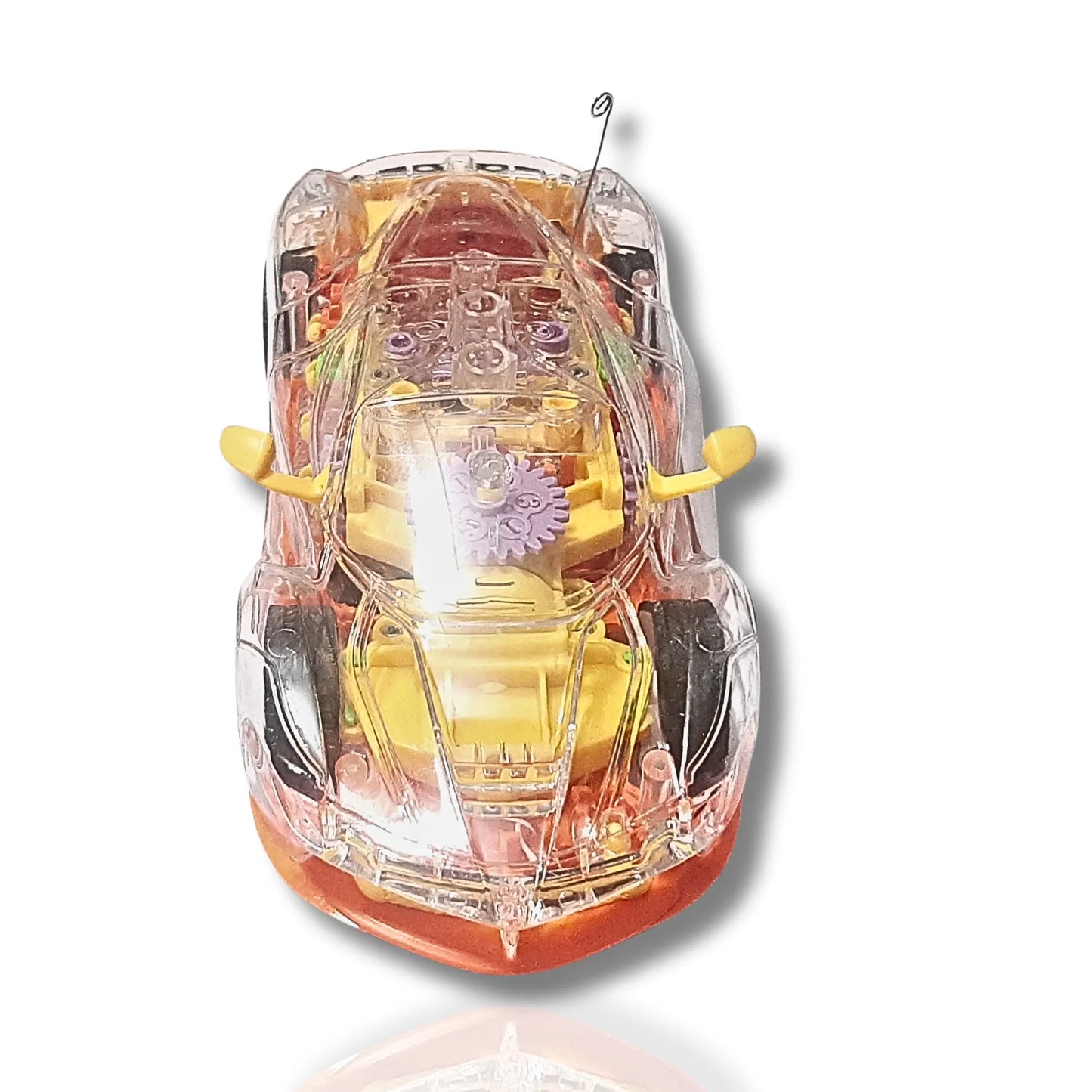 Transparent concept racing RC car front view