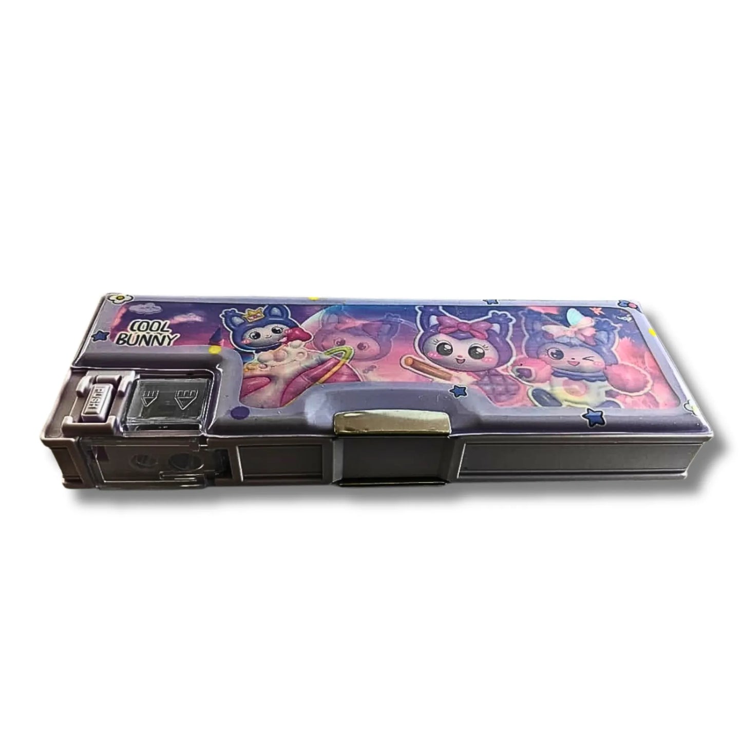 Cool Bunny Pencil Box with Built-in Sharpener | Cute Cartoon Multipurpose Pencil Case for Kids | Premium School Stationery Organizer