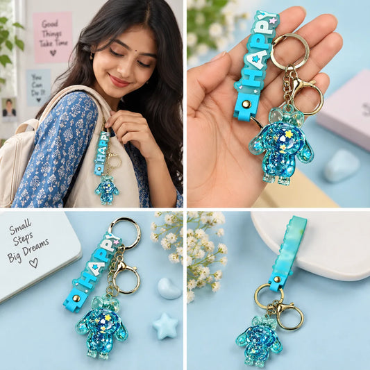 Cosmic Happy Bunny Keychain