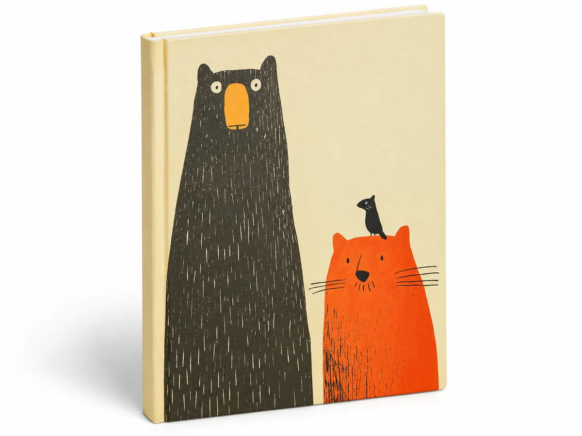 Cozy Bear & Cat Hardcover Notebook – 124 Pages, Ruled, 16 × 21 cm