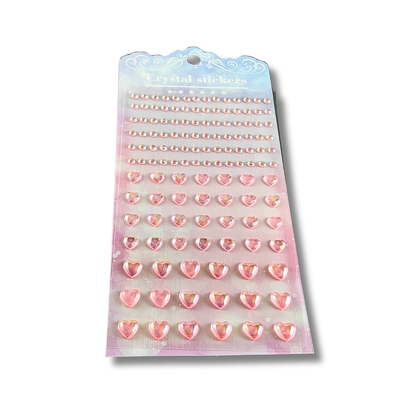 Crystal Heart & Round Gem Stickers | Sparkling Self-Adhesive Decorative Stickers