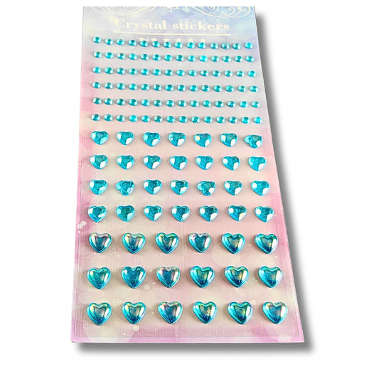 Crystal Heart & Round Gem Stickers | Sparkling Self-Adhesive Decorative Stickers