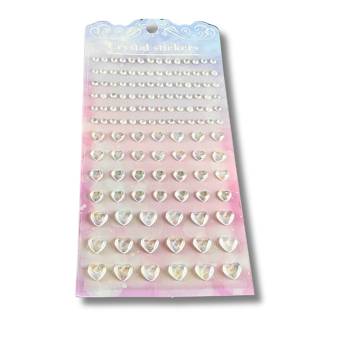 Crystal Heart & Round Gem Stickers | Sparkling Self-Adhesive Decorative Stickers