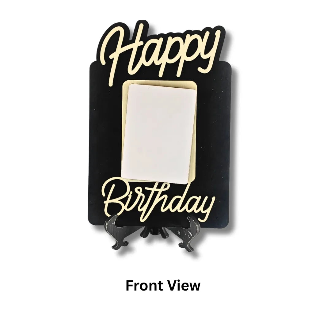 Personalized "Happy Birthday" Wooden Table Photo Frame - Custom Single Photo Desk Gift
