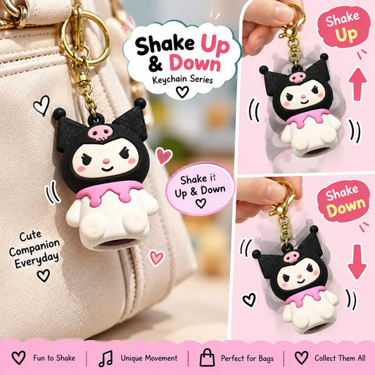 Cute Black Shake-Up Character Keychain – Fun Moving Bag Charm for Everyday Use
