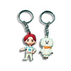 Cute Character Keychain Set of 2 – Red Boy & White Character Keyrings for Bags, Backpacks & Keys