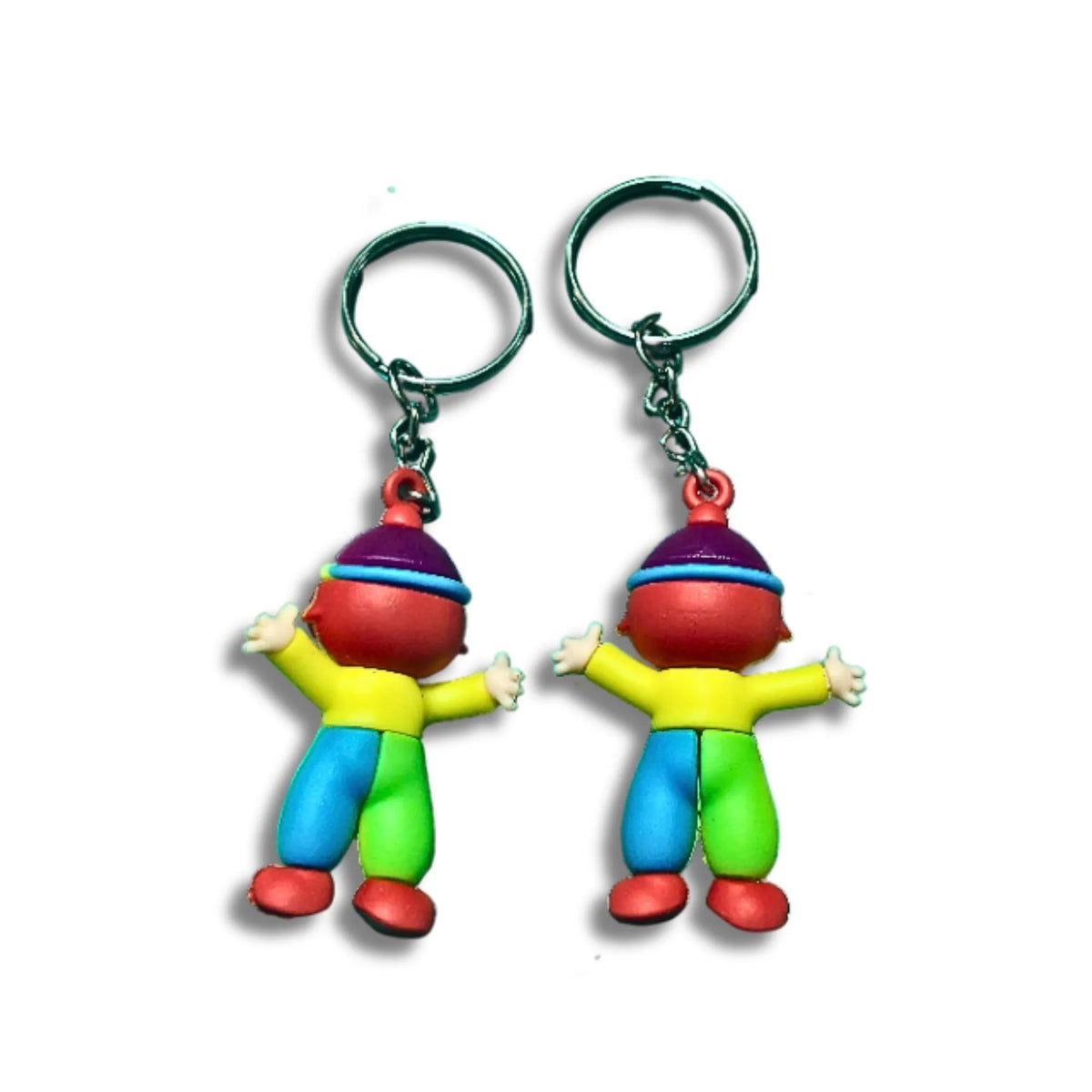 Cute Colorful Clown Character Keychain Set of 2 – Matching Keyrings for Bags, Backpacks & Keys