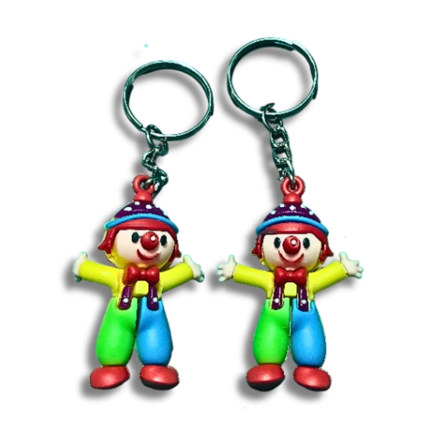 Cute Colorful Clown Character Keychain Set of 2 – Matching Keyrings for Bags, Backpacks & Keys