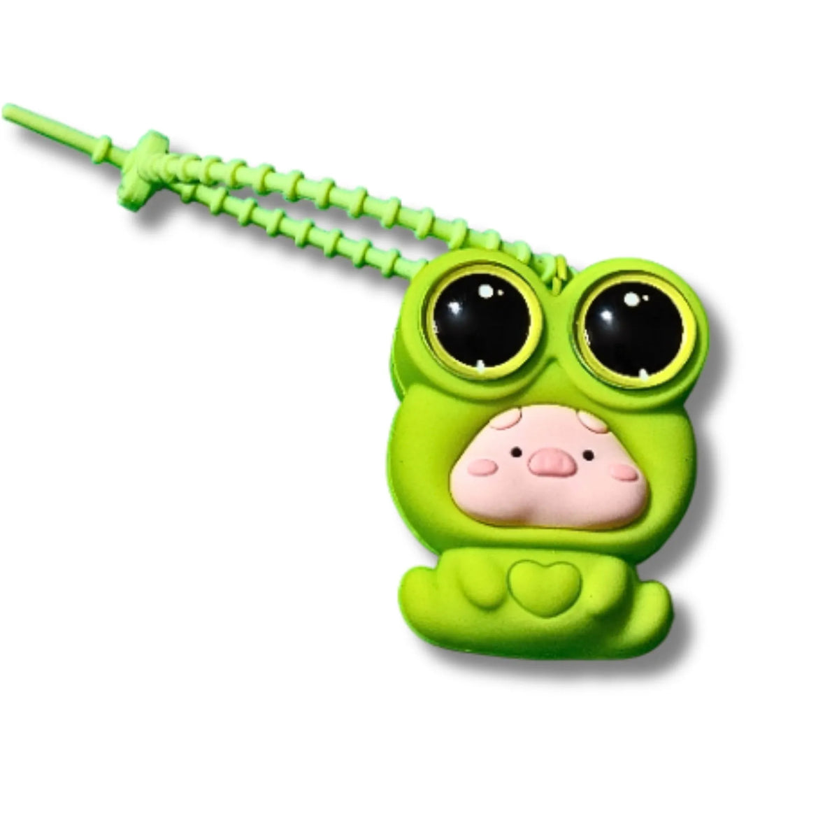 Cute Green Pop Eye Character Bag Charm – 3 Face Color Variants with Fun Pop-Up Eyes