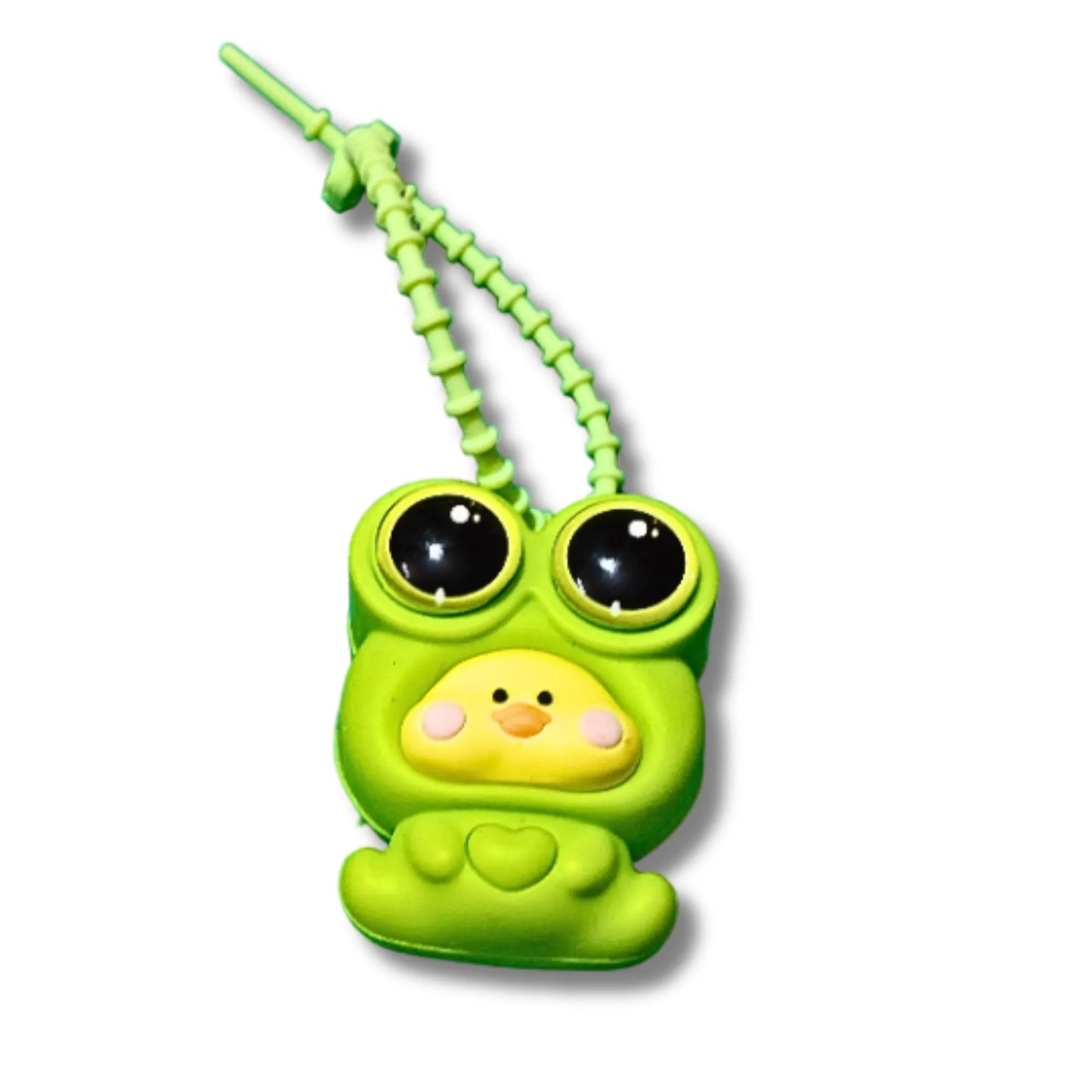 Cute Green Pop Eye Character Bag Charm – 3 Face Color Variants with Fun Pop-Up Eyes