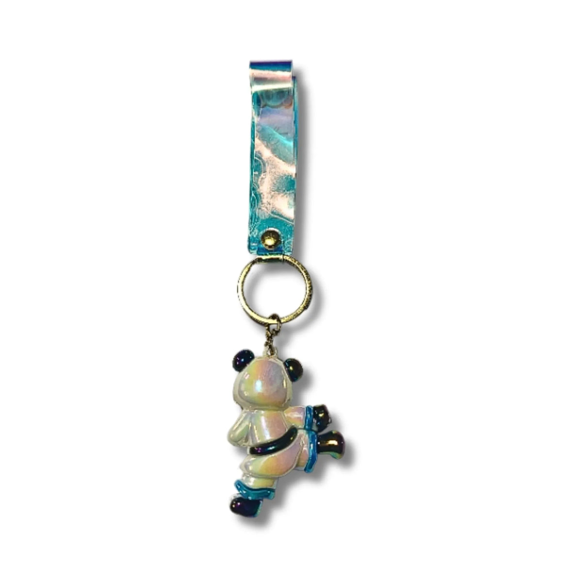Cute Panda Karate Character Keychain with Good Luck Strap