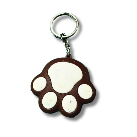 Cute Paw Print Keychain – Brown, Yellow & Pink Bag Charm