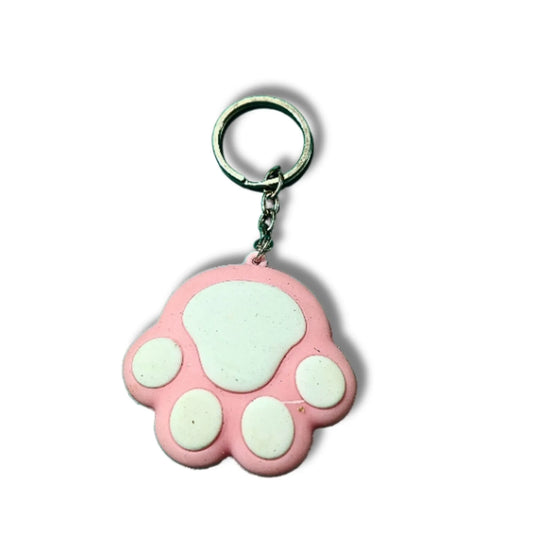 Cute Paw Print Keychain – Brown, Yellow & Pink Bag Charm