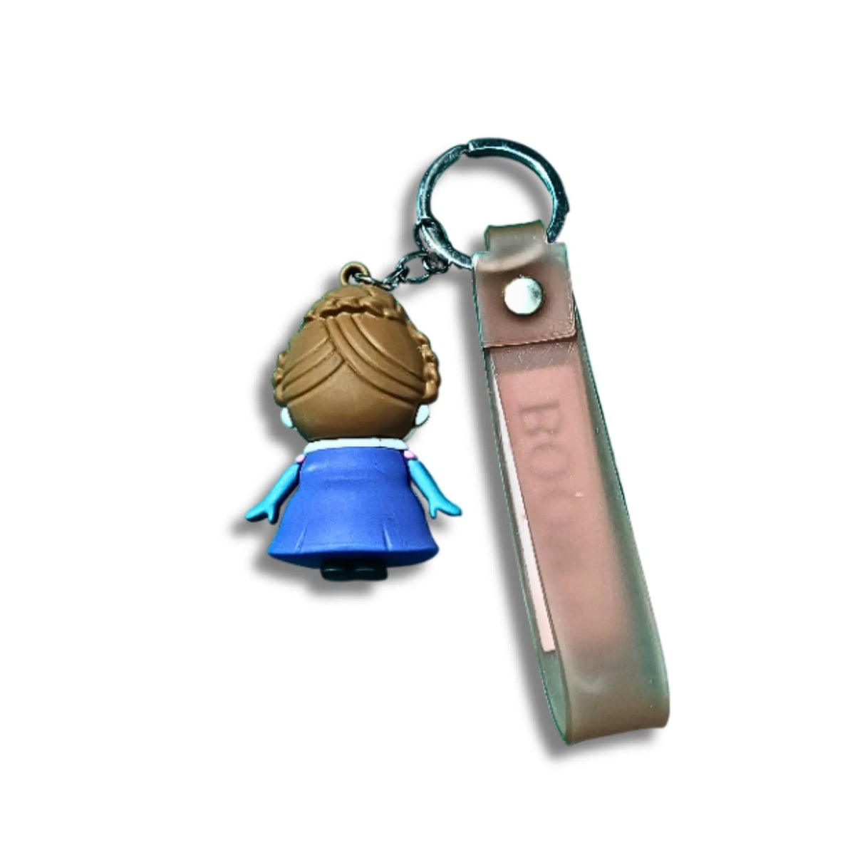 Cute Princess Character Keychain with Brown Strap | Doll Keyring