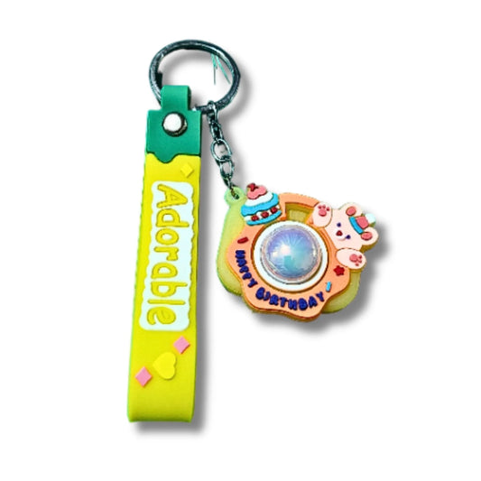Cute UFO Birthday Bag Charm Keychain with Wrist Strap