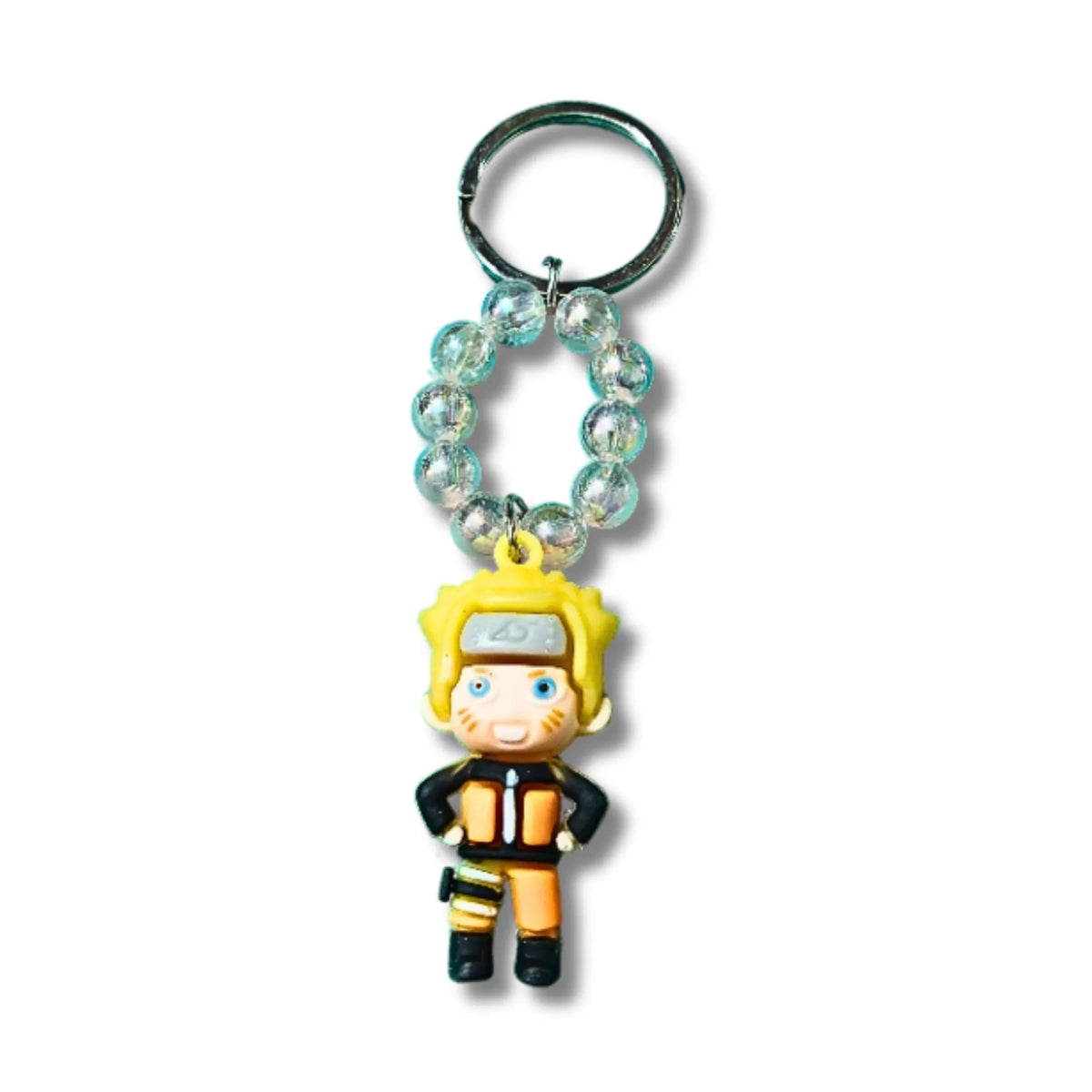 Cute Yellow Anime Ninja Character Keychain with Beaded Ring | Cute Anime Bag Charm