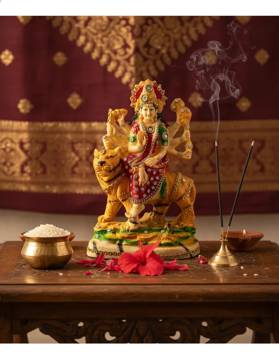 Decorative Maa Durga Shakti Murti with Lion – 23 cm